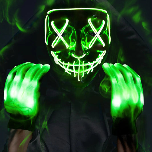 Max Fun Halloween LED Mask And Glowing Gloves